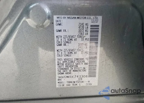 2018 Nissan Rogue S z USA, uszkodzony, nr VIN 5N1AT2MV3JC743308